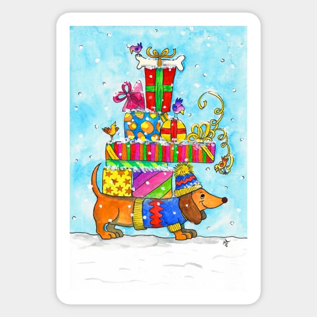 Dachshund Merry Christmas Sticker by nicolejanes